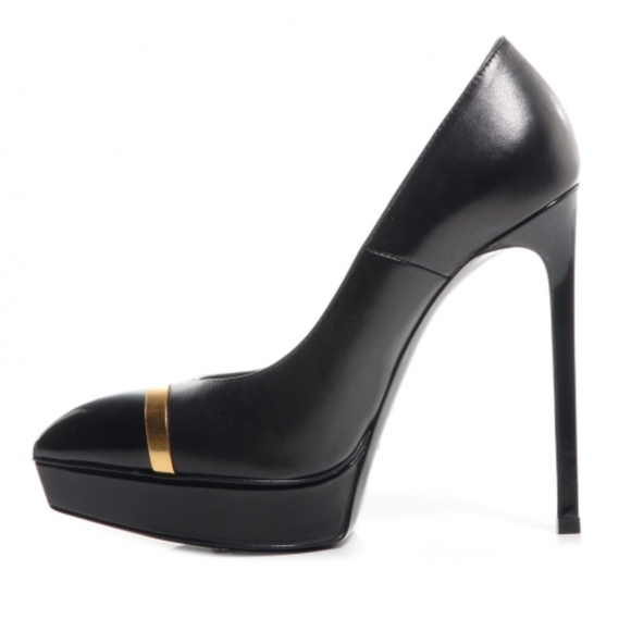 SAINT LAURENT Classic 105 Paris Cap toe black pump - Picture 3 of 3